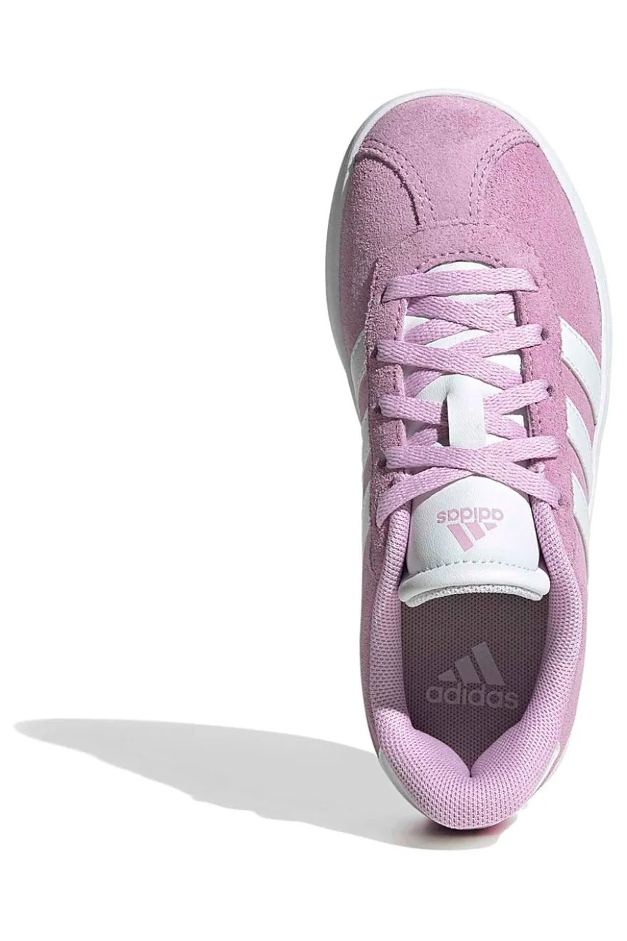 Sneakers rosa in suede con strisce bianche Adidas VL Court 3.0 K