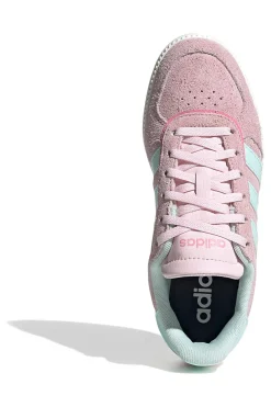 Sneakers rosa in suede con strisce azzurre e suola preformata Adidas Breaknet Sleek J