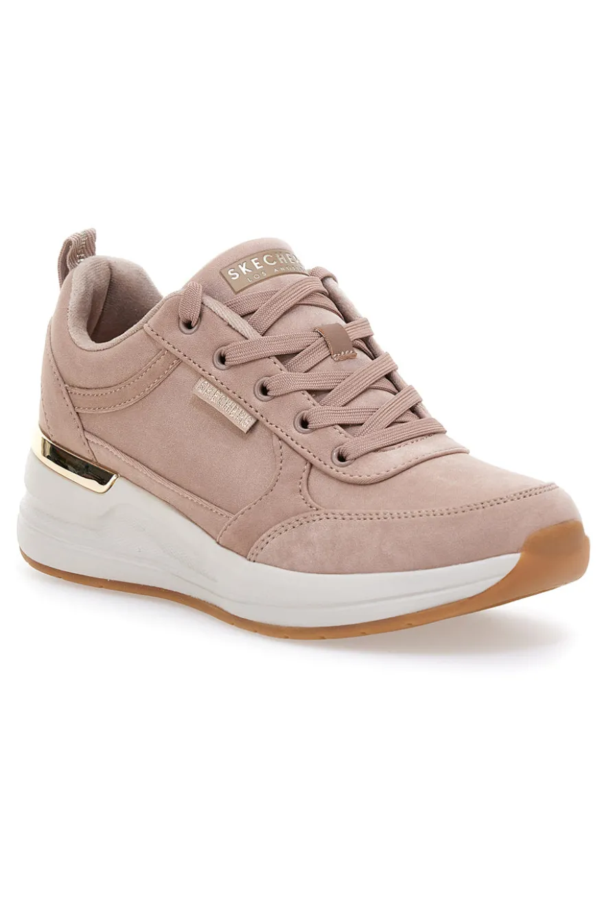 Sneakers rosa nude con zeppa e dettagli metallici Skechers Billion 2 Prissy N Plush