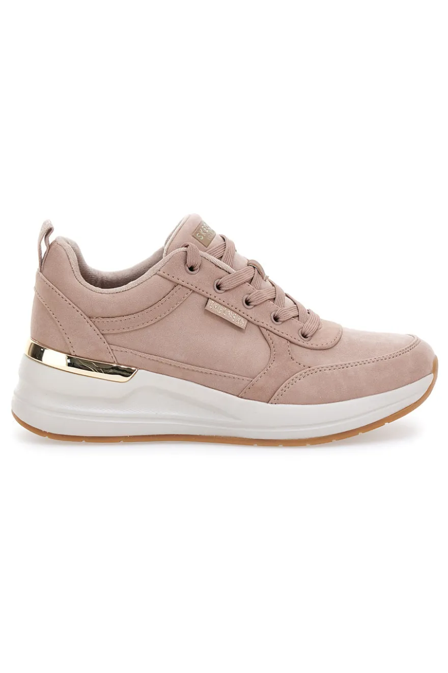 Sneakers rosa nude con zeppa e dettagli metallici Skechers Billion 2 Prissy N Plush