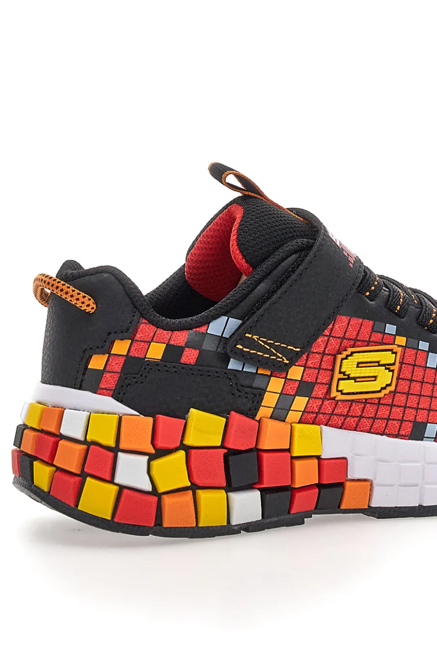 Sneakers rosse con dettagli pixelati e luci Skechers Mega-Craft 3