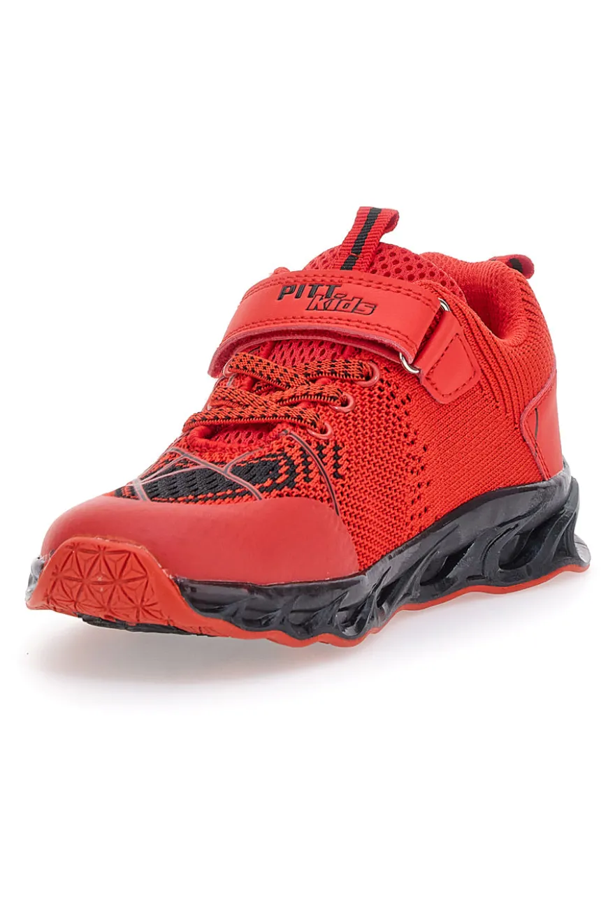 Sneakers rosse con luci e velcro PITT KIDS K23581