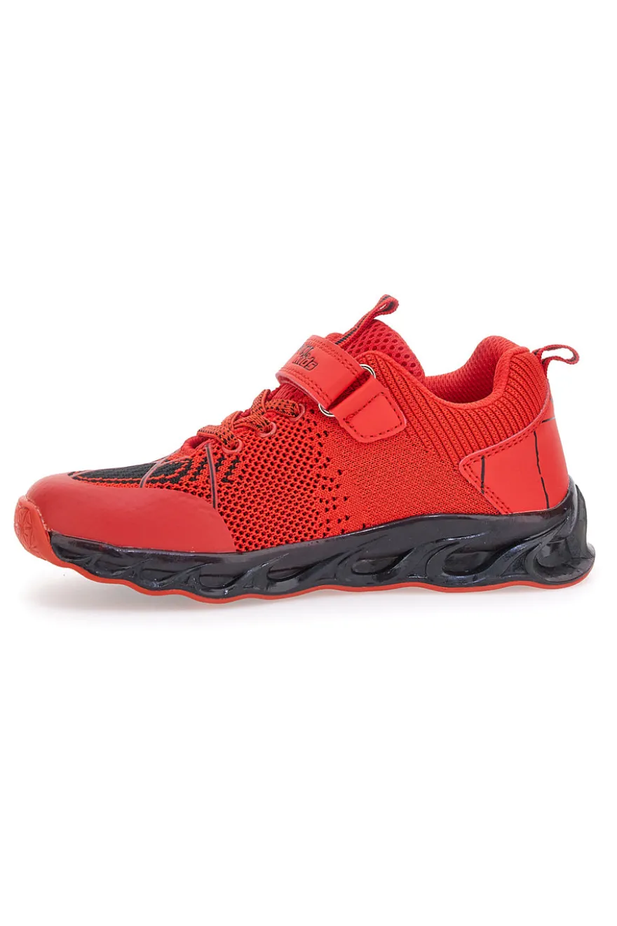 Sneakers rosse con luci e velcro PITT KIDS K23581