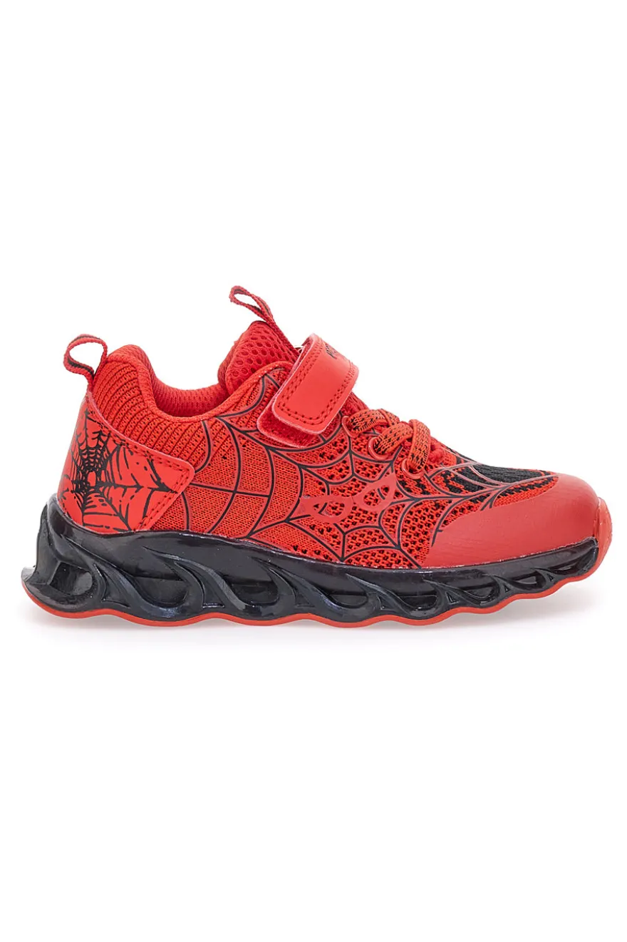 Sneakers Rosse con Ragnatela e Luci Pitt Kids K23581