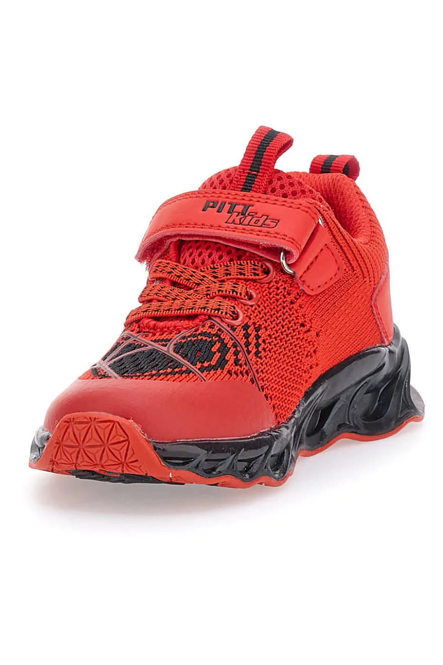 Sneakers Rosse con Ragnatela e Luci Pitt Kids K23581