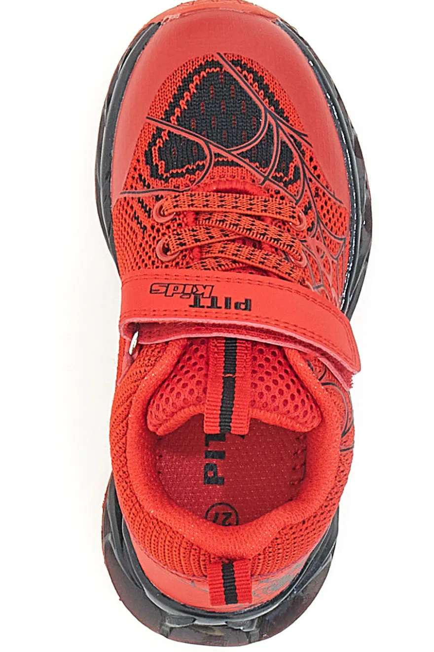 Sneakers Rosse con Ragnatela e Luci Pitt Kids K23581