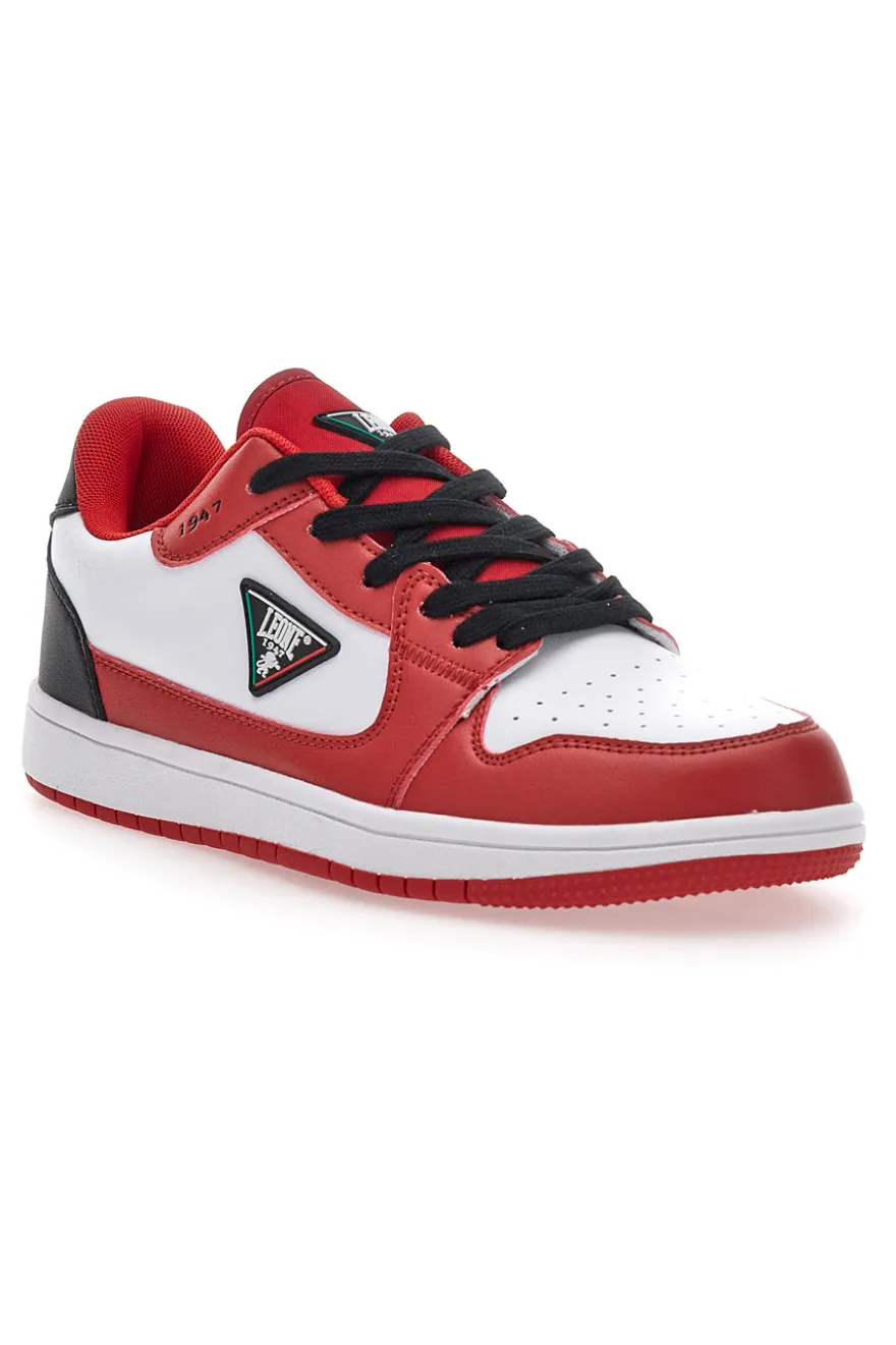 Sneakers rosse e bianche con lacci neri LEONE M075S9LOW