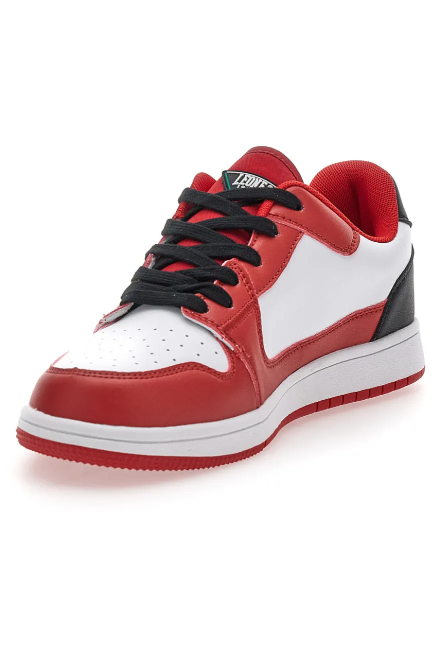 Sneakers rosse e bianche con lacci neri LEONE M075S9LOW