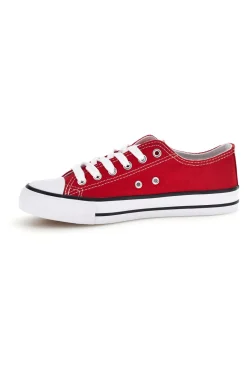 Sneakers rosso in tela stringate basse 2t2l 8011