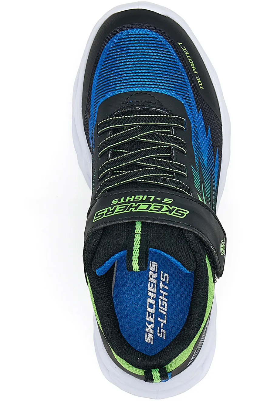 Sneakers Skechers S Lights Vortex Flash Zorent Verdi e Nere