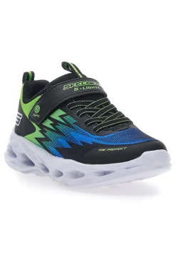 Sneakers Skechers S Lights Vortex Flash Zorent Verdi e Nere