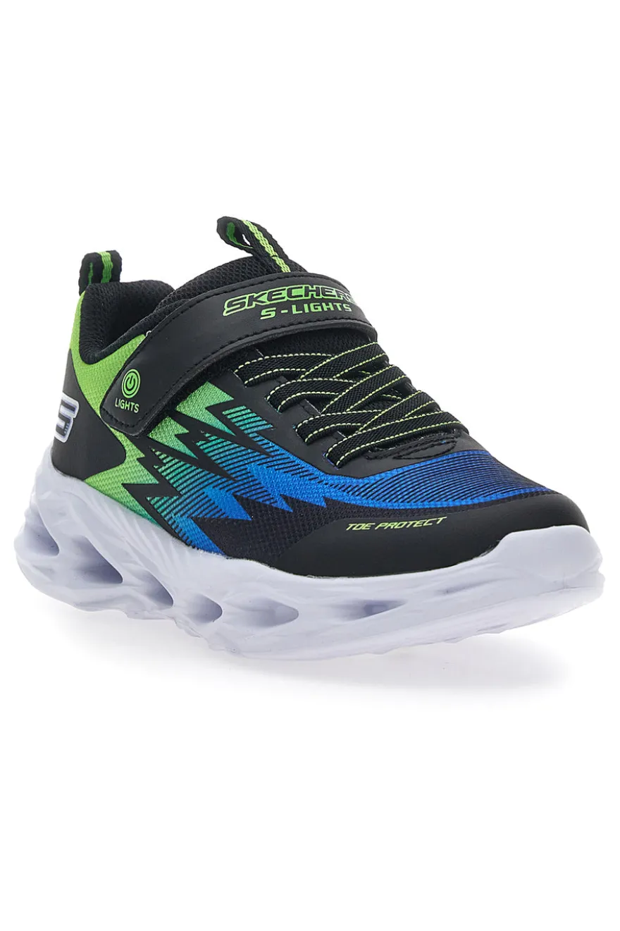 Sneakers Skechers S Lights Vortex Flash Zorent Verdi e Nere