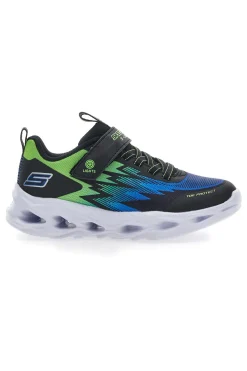 Sneakers Skechers S Lights Vortex Flash Zorent Verdi e Nere