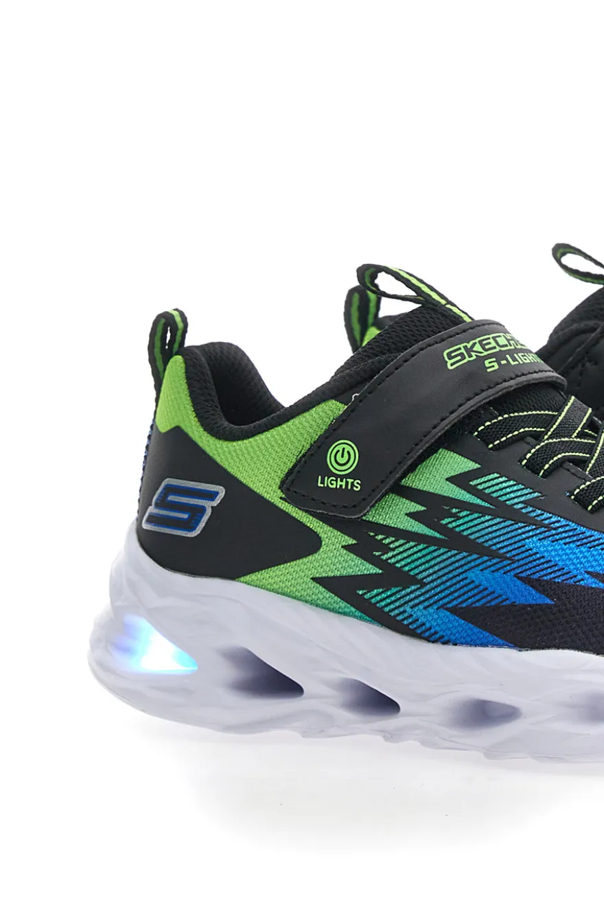 Sneakers Skechers S Lights Vortex Flash Zorent Verdi e Nere