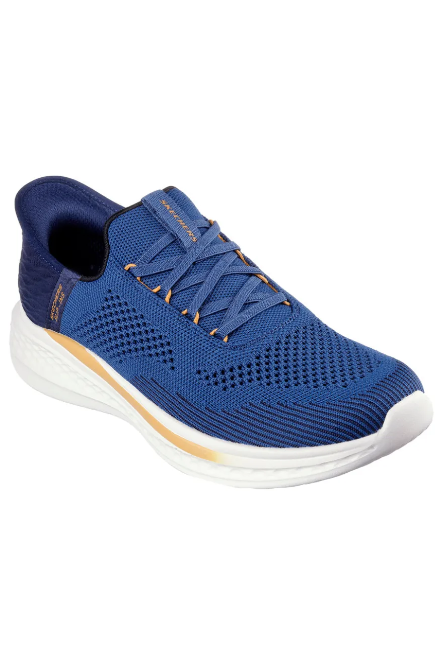 Sneakers slip ins blu in knit Skechers Slade quinto