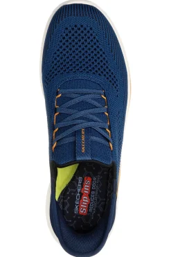 Sneakers slip ins blu in knit Skechers Slade quinto