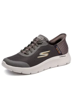 Sneakers slip ins marrone in mesh Skechers Go walk flex hands up