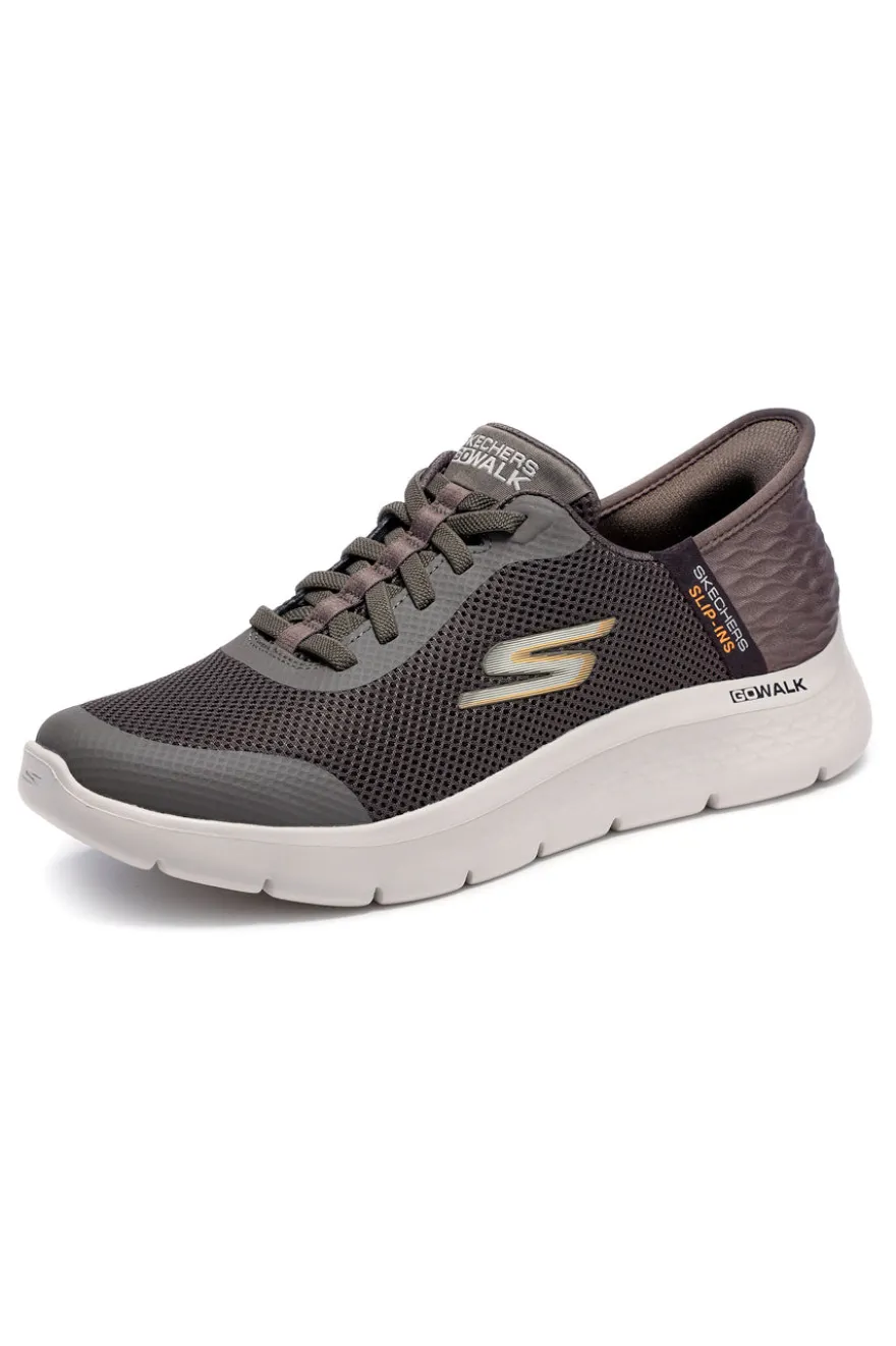 Sneakers slip ins marrone in mesh Skechers Go walk flex hands up