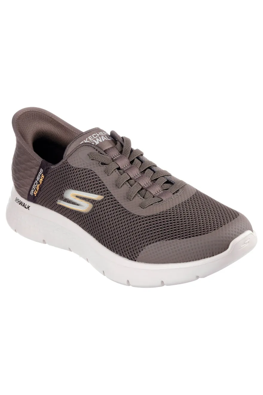 Sneakers slip ins marrone in mesh Skechers Go walk flex hands up