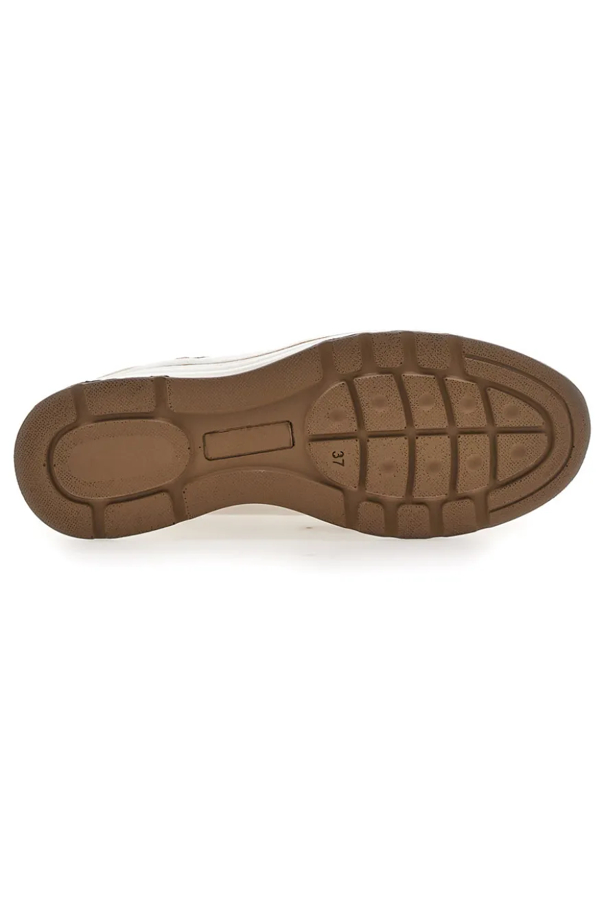 Sneakers slip on Beige Bianco in pelle Prima riga 24564GLAM