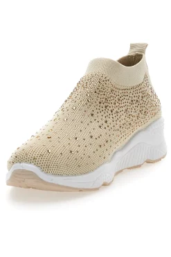 Sneakers Slip On Beige con Strass Me & Me 090263