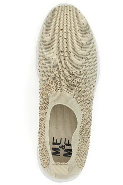 Sneakers Slip On Beige con Strass Me & Me 090263