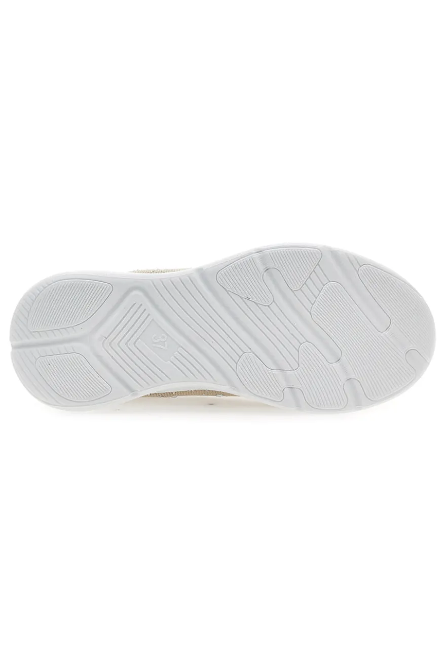 Sneakers Slip On Beige con Tomaia in Mesh e Pietre Decorative CANGURO CS1226