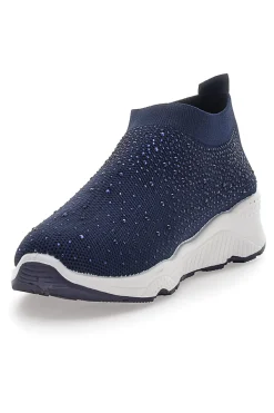 Sneakers Slip On Blu con Strass Me & Me 090264