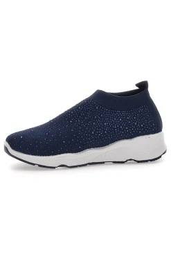 Sneakers Slip On Blu con Strass Me & Me 090264