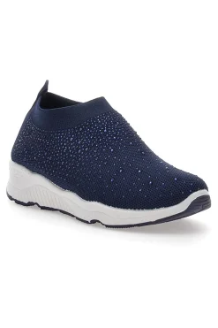 Sneakers Slip On Blu con Strass Me & Me 090264