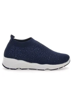 Sneakers Slip On Blu con Strass Me & Me 090264