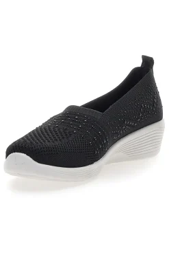Sneakers Slip On Nere con Strass Me & Me 090246