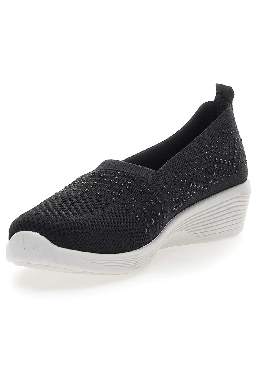 Sneakers Slip On Nere con Strass Me & Me 090246