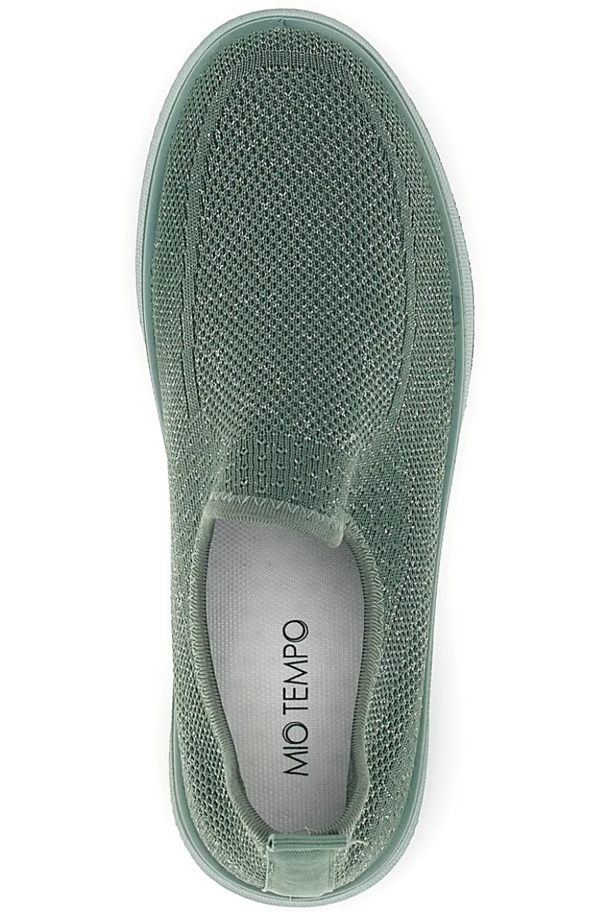 Sneakers slip on verdi in tessuto traforato Mio tempo tf2508059