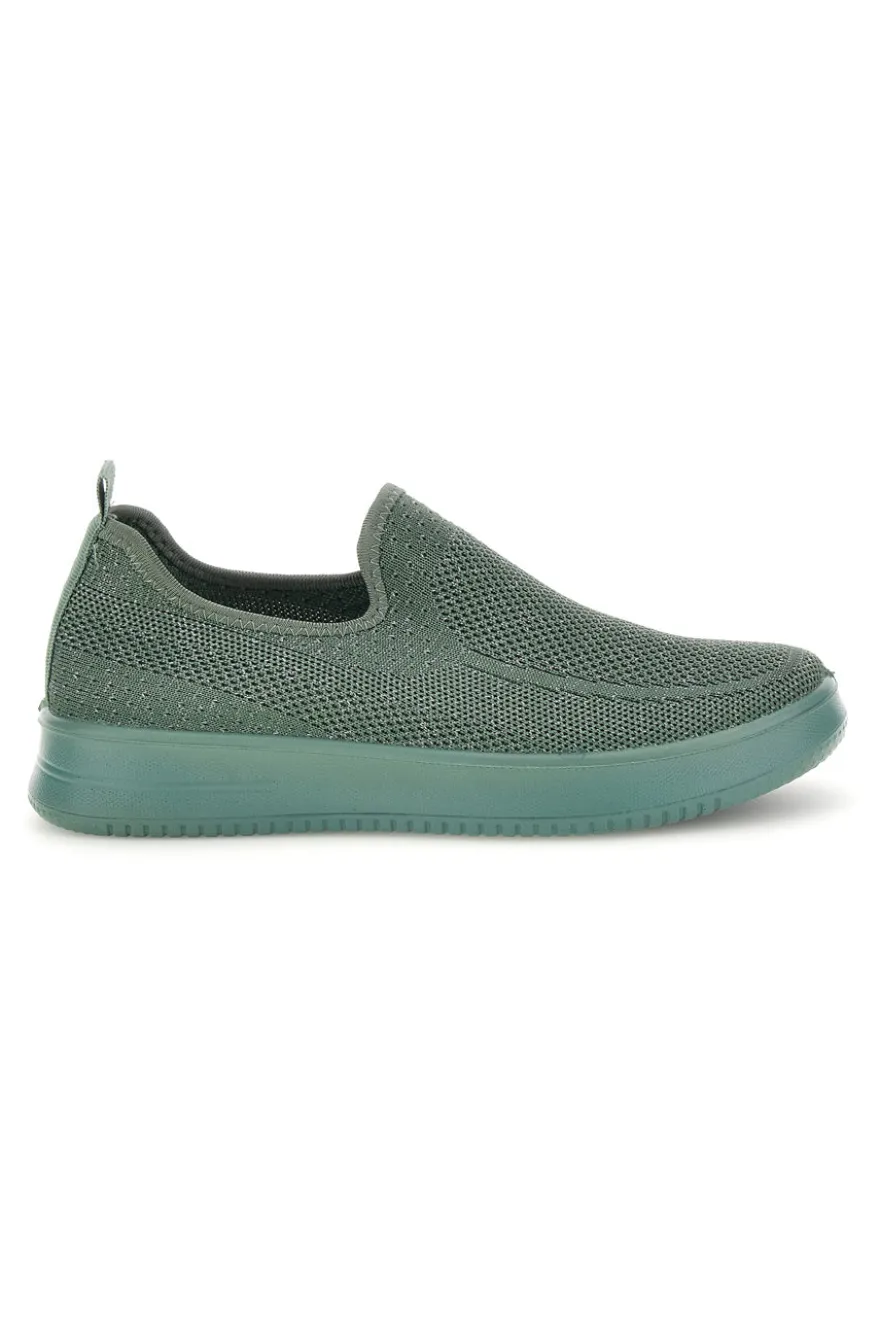 Sneakers slip on verdi in tessuto traforato Mio tempo tf2508059