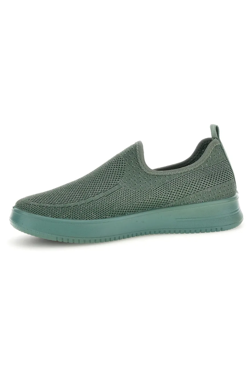Sneakers slip on verdi in tessuto traforato Mio tempo tf2508059