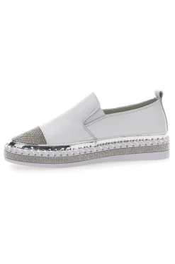 Sneakers Slip-On Bianche con Strass Cafè Cost 23015