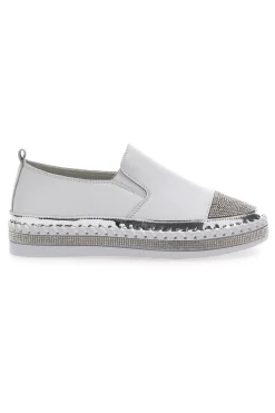 Sneakers Slip-On Bianche con Strass Cafè Cost 23015