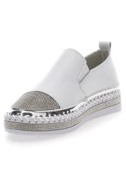 Sneakers Slip-On Bianche con Strass Cafè Cost 23015