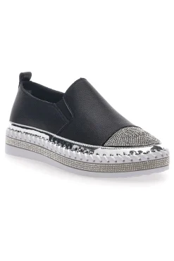 Sneakers Slip-On con Strass Nere Cafè Cost 23015