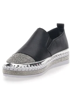 Sneakers Slip-On con Strass Nere Cafè Cost 23015