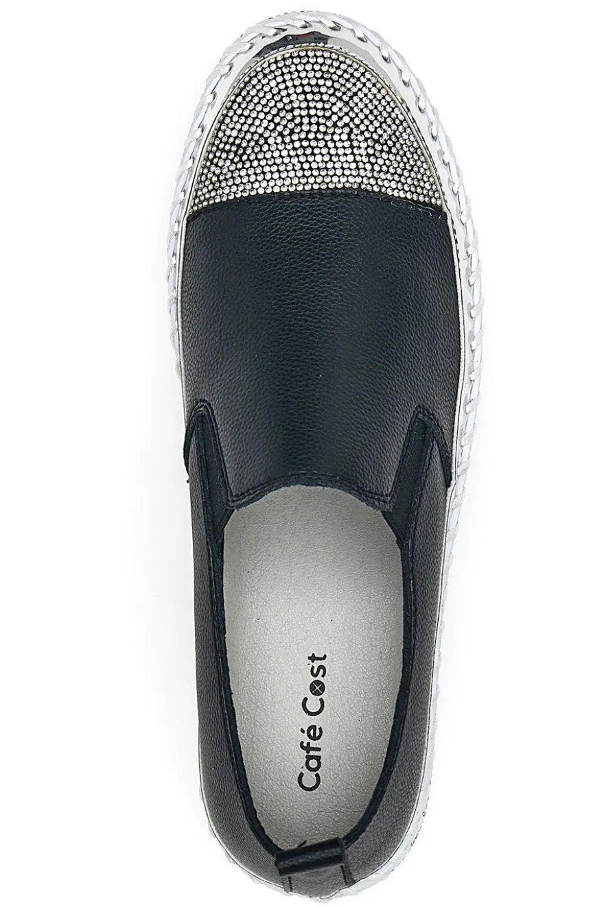 Sneakers Slip-On con Strass Nere Cafè Cost 23015