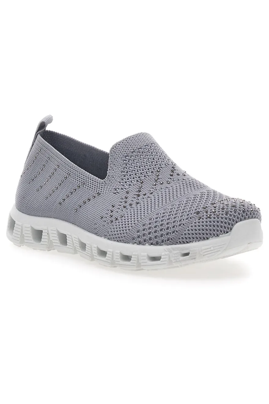 Sneakers Slip-On Grigie con Strass Prima Riga 471