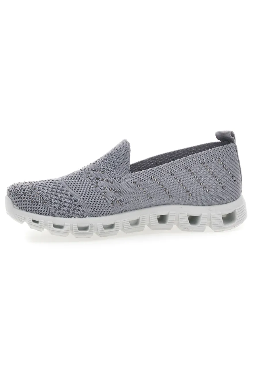 Sneakers Slip-On Grigie con Strass Prima Riga 471