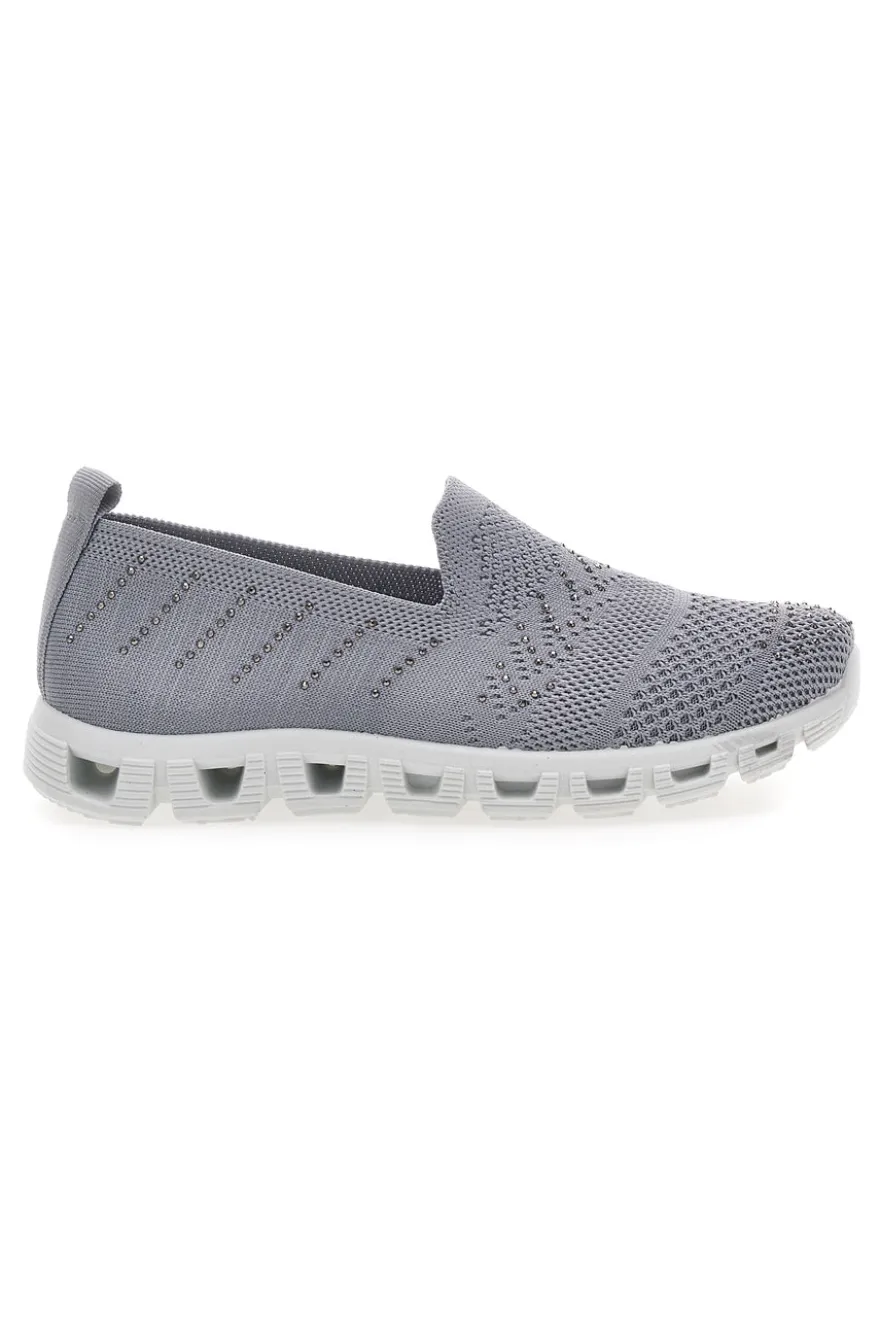 Sneakers Slip-On Grigie con Strass Prima Riga 471