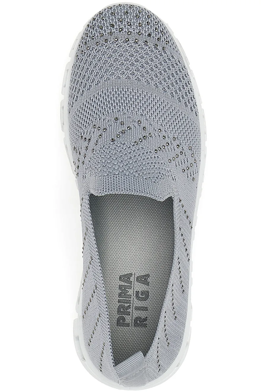 Sneakers Slip-On Grigie con Strass Prima Riga 471