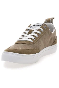 Sneakers taupe in tela con suola bianca Gas 514005