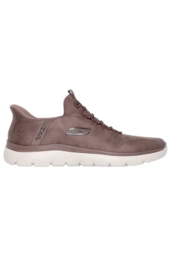 Sneakers taupe slip-on in simil pelle con Memory Foam Skechers Summits Korlo