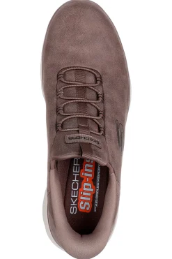 Sneakers taupe slip-on in simil pelle con Memory Foam Skechers Summits Korlo