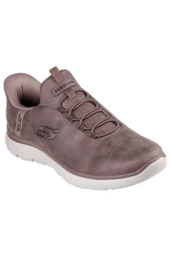 Sneakers taupe slip-on in simil pelle con Memory Foam Skechers Summits Korlo